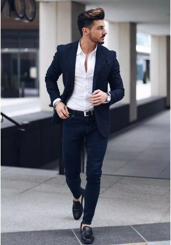 dark blue shirt combination