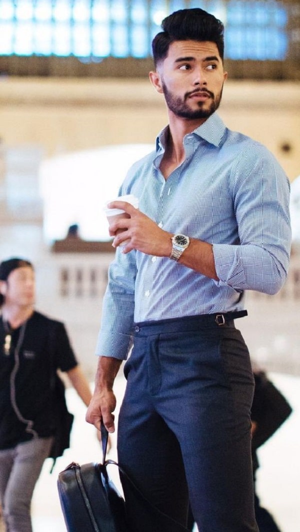 Men's Guide to Matching Pant Shirt Color Combination - LooksGud.com | Men  fashion casual shirts, Pant shirt, Light blue shirts